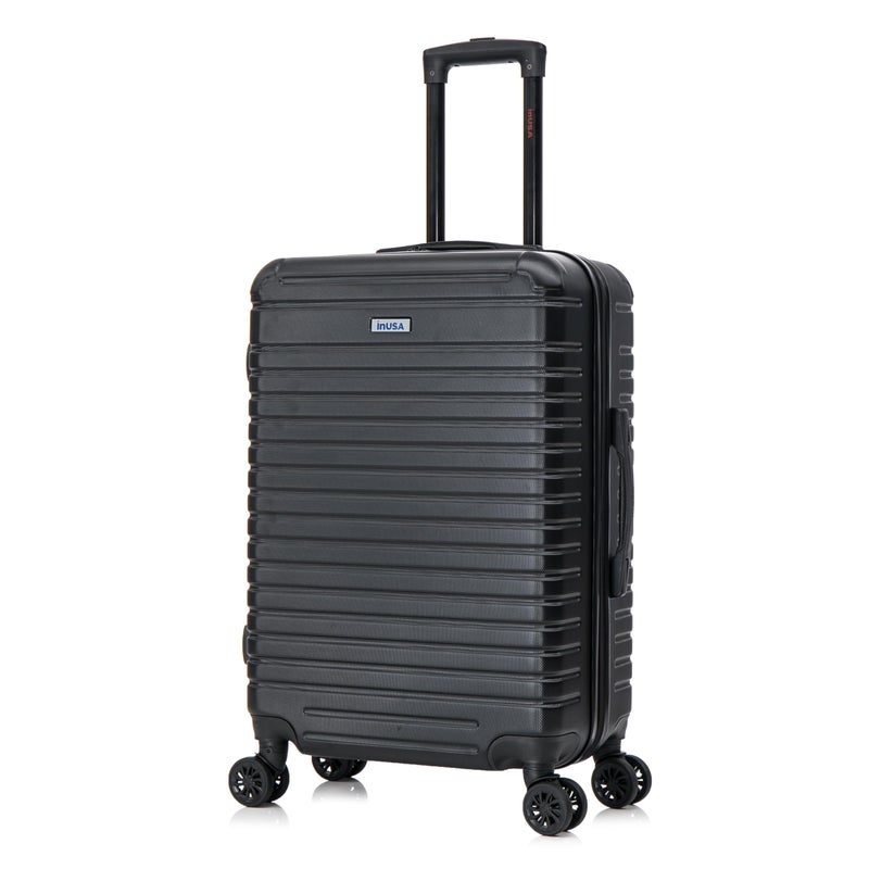 InUSA DEEP Luggage with GEL Handle | Spacious Traveling Suitcases, Travel Suitcase with Dual Spinner Wheels and Studs | 24 Inch Medium Hardside Luggage | Black - Image 1