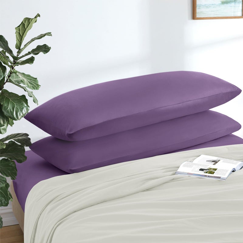 MILVOWOC 2Pcs Brushed Microfiber Body Pillowcases - 20 x 55 Inch  Purple Pillow Case Set Non Slip Envelope Pillow Cover with Moisture Absorption and Anti-Wrinkle Machine Washable - Image 3