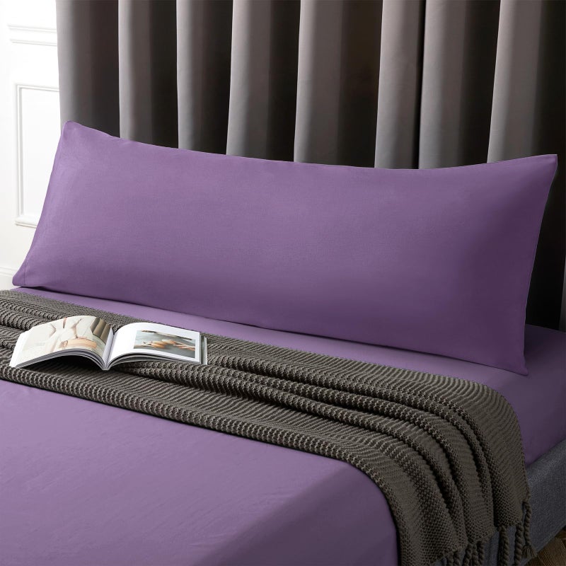 MILVOWOC 2Pcs Brushed Microfiber Body Pillowcases - 20 x 55 Inch  Purple Pillow Case Set Non Slip Envelope Pillow Cover with Moisture Absorption and Anti-Wrinkle Machine Washable - Image 2