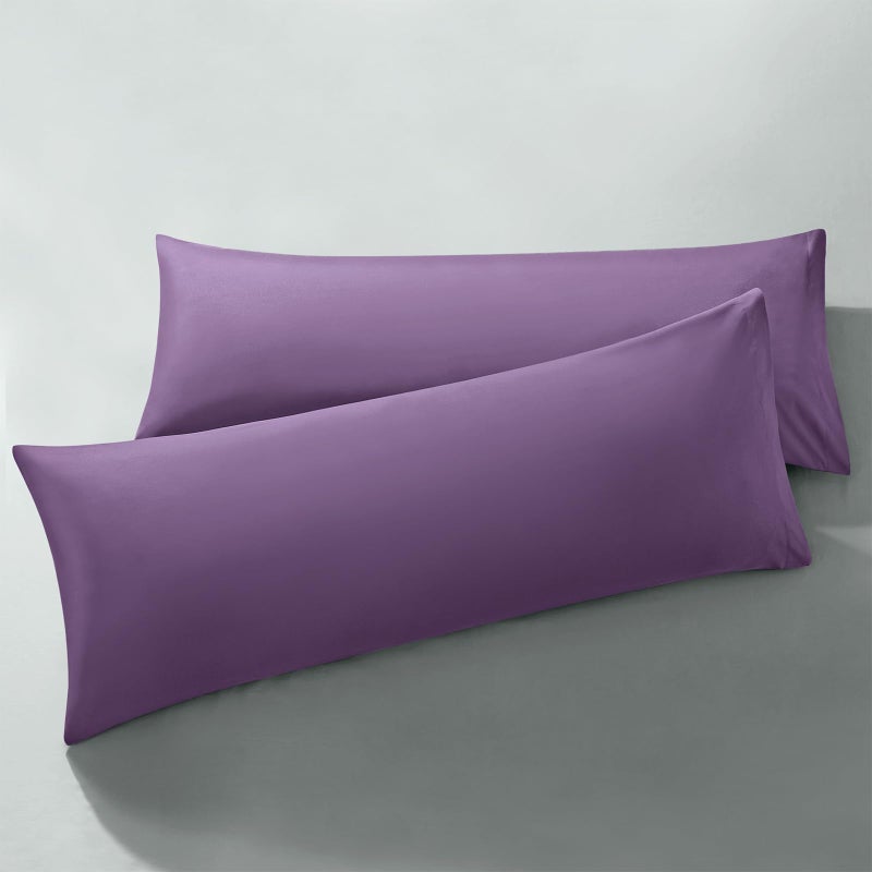 MILVOWOC 2Pcs Brushed Microfiber Body Pillowcases - 20 x 55 Inch  Purple Pillow Case Set Non Slip Envelope Pillow Cover with Moisture Absorption and Anti-Wrinkle Machine Washable - Image 1