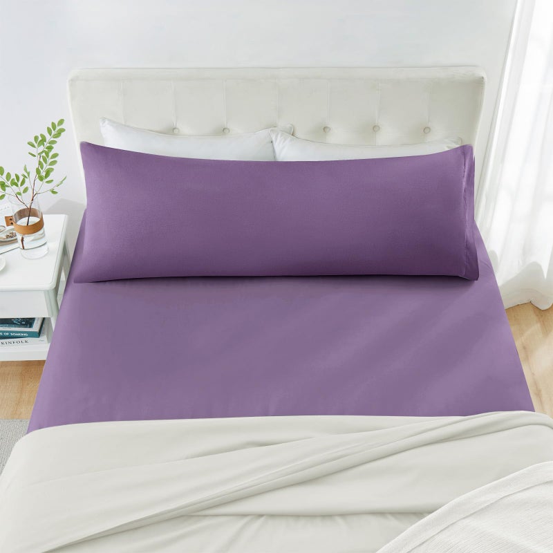 MILVOWOC 2Pcs Brushed Microfiber Body Pillowcases - 20 x 55 Inch  Purple Pillow Case Set Non Slip Envelope Pillow Cover with Moisture Absorption and Anti-Wrinkle Machine Washable - Image 4