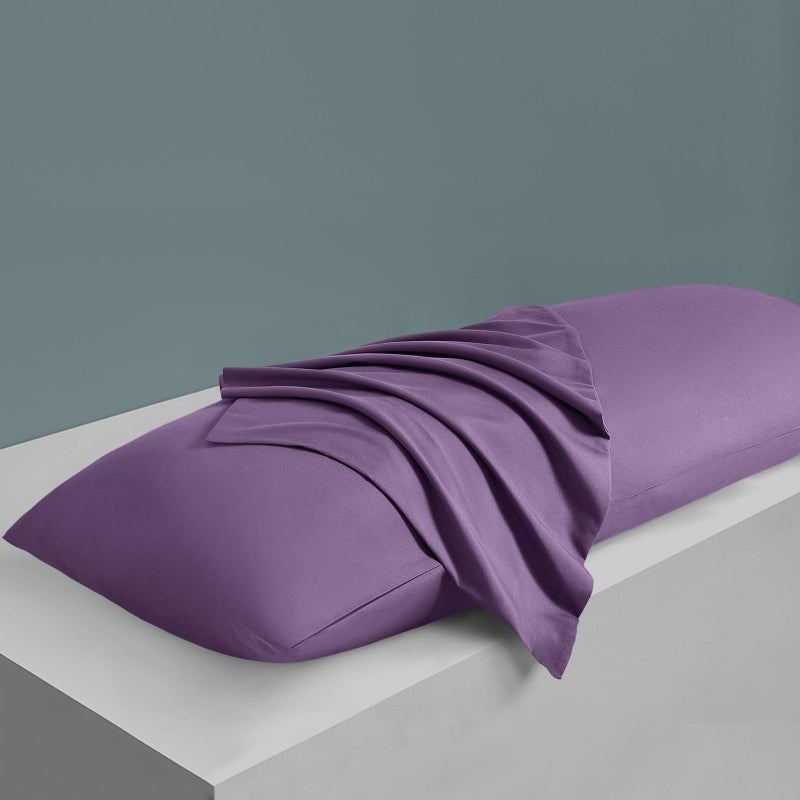 MILVOWOC 2Pcs Brushed Microfiber Body Pillowcases - 20 x 55 Inch  Purple Pillow Case Set Non Slip Envelope Pillow Cover with Moisture Absorption and Anti-Wrinkle Machine Washable - Image 5