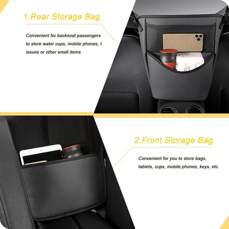 Tumecos Car Handbag Holder Between Seats, Multifunctional Car organizer for Center Armrest Box,Car Storage Bag Pocket Handbag Purse Holder for Storage, Large capacity, wear resistant(Black) - Image 2