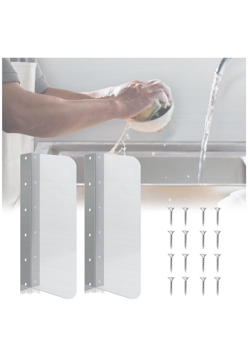 SYOSI Sink Splash Guard 2 Pieces Stainless Steel Bathtub Corner Splash Guard Wall Mount Splash Guard with Screws Tub Splash Guard for Kitchen Island and Bathroom Secure 15 x 6 Inch  - Image 1