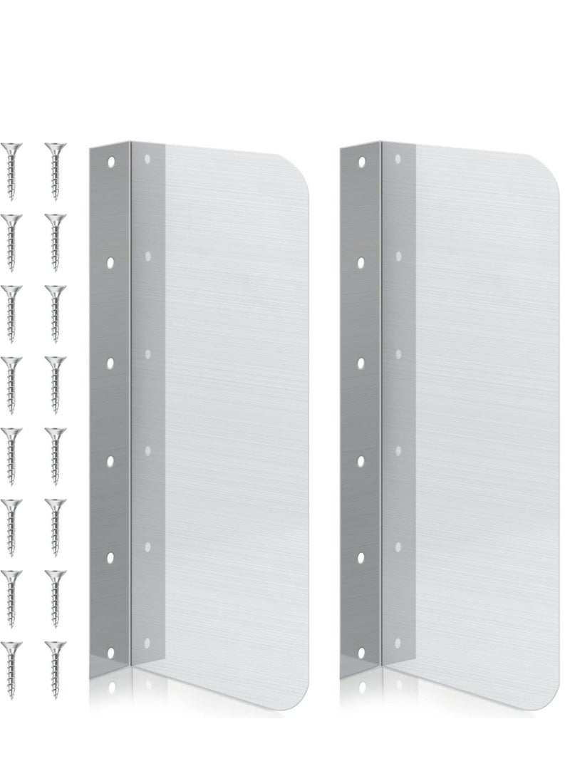SYOSI Sink Splash Guard 2 Pieces Stainless Steel Bathtub Corner Splash Guard Wall Mount Splash Guard with Screws Tub Splash Guard for Kitchen Island and Bathroom Secure 15 x 6 Inch  - Image 2