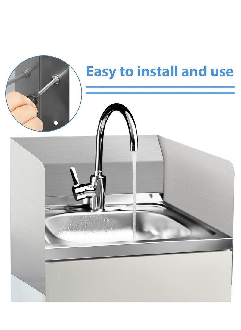 SYOSI Sink Splash Guard 2 Pieces Stainless Steel Bathtub Corner Splash Guard Wall Mount Splash Guard with Screws Tub Splash Guard for Kitchen Island and Bathroom Secure 15 x 6 Inch  - Image 4