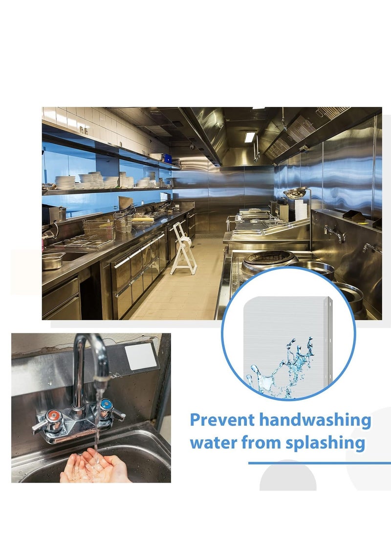 SYOSI Sink Splash Guard 2 Pieces Stainless Steel Bathtub Corner Splash Guard Wall Mount Splash Guard with Screws Tub Splash Guard for Kitchen Island and Bathroom Secure 15 x 6 Inch  - Image 5