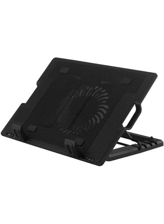 Laptop Stand with Cooling Fan – Adjustable Levels, Metal Ventilation Mesh, Plastic Construction - Image 1