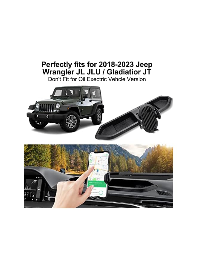 Green Tiger Upgraded Phone Mount for 2018 2019 2020 2021 2022 Jeep Wrangler JL JLU & Gladiator JT, Multi-Mount Phone Holder Dash Tray System Kit with Extension Arm Metal Support Rod Don't for Oil-Electric 4xe - Image 2