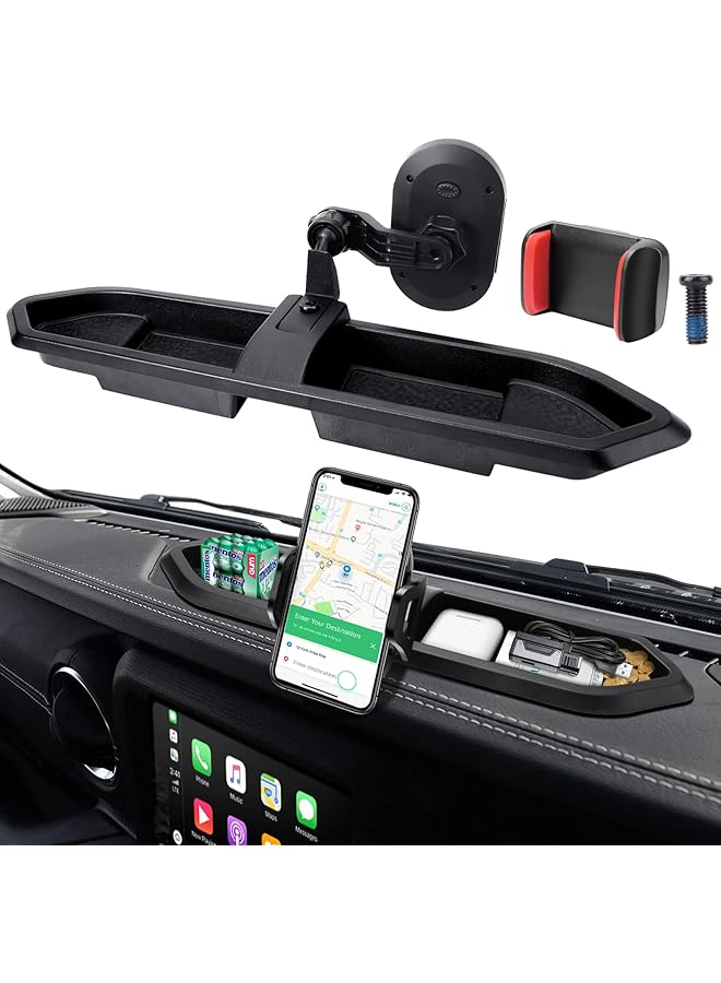 Green Tiger Upgraded Phone Mount for 2018 2019 2020 2021 2022 Jeep Wrangler JL JLU & Gladiator JT, Multi-Mount Phone Holder Dash Tray System Kit with Extension Arm Metal Support Rod Don't for Oil-Electric 4xe - Image 1