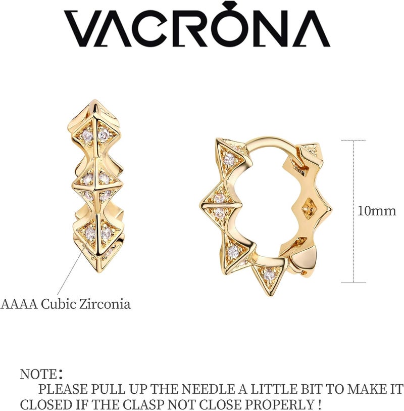 VACRONA Cubic Zirconia Huggie Earrings 14k Gold Plated Tiny Earrings Small Huggie Hoop Earrings Simple Lightweight Hoops Gift for Women - Image 5