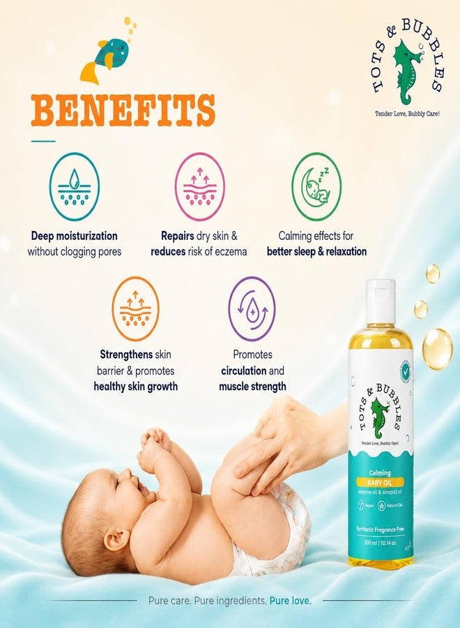 Tots and Bubbles Tots & Bubbles 100% Natural Baby Massage Oil | Almond, Olive & Mustard Oil Blend for Skin & Hair | Lightweight, Non-Sticky & Gentle for Newborn – 300 ml - Image 4