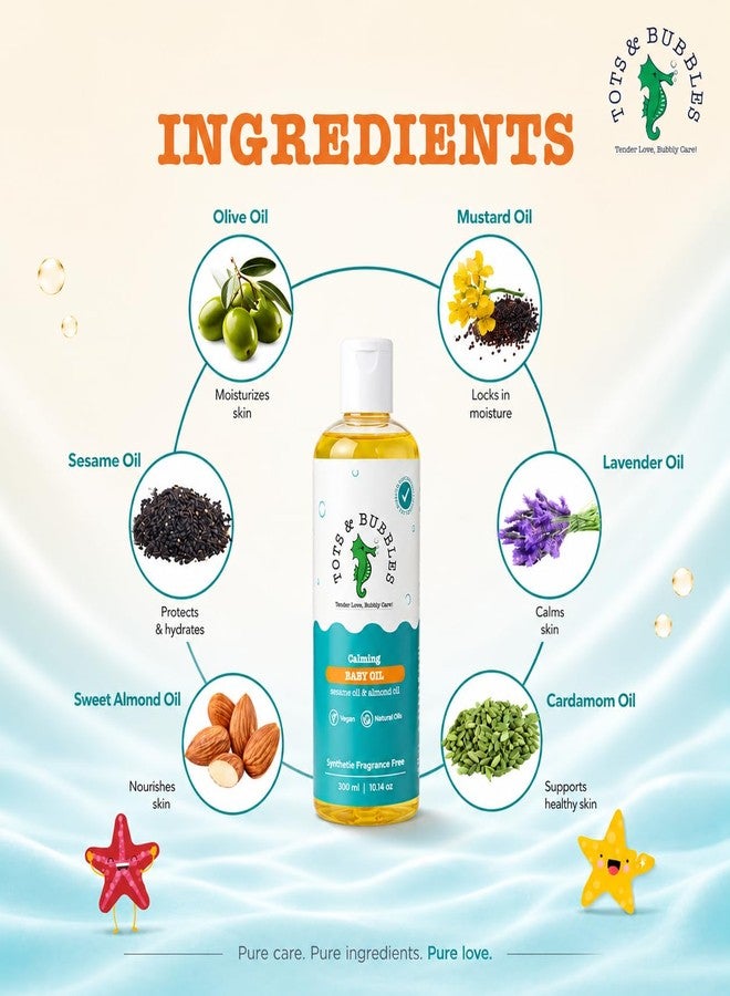 Tots and Bubbles Tots & Bubbles 100% Natural Baby Massage Oil | Almond, Olive & Mustard Oil Blend for Skin & Hair | Lightweight, Non-Sticky & Gentle for Newborn – 300 ml - Image 5