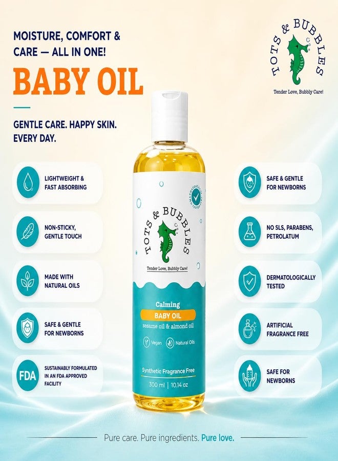 Tots and Bubbles Tots & Bubbles 100% Natural Baby Massage Oil | Almond, Olive & Mustard Oil Blend for Skin & Hair | Lightweight, Non-Sticky & Gentle for Newborn – 300 ml - Image 3