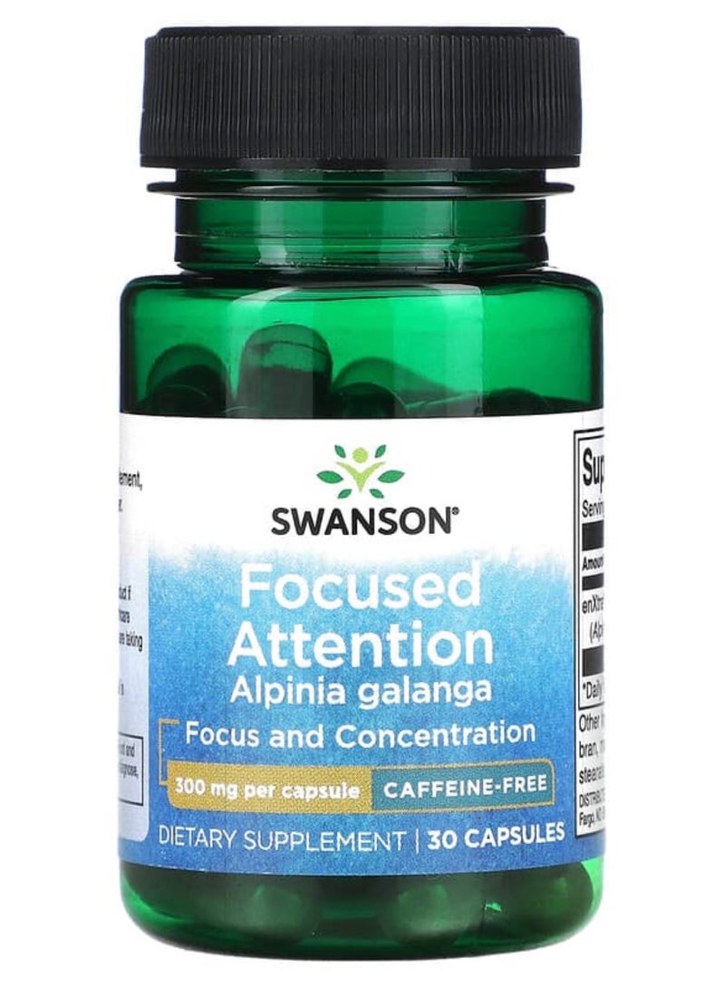 Focused Attention Alpinia Galanga - Caffeine-Free 300 mg 30 Caps