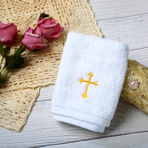 Ohmique Baptism Shell Set - Towel for Boys and Girls, White Christening Cloth with Embroidery Cross, 100% Cotton Baptismal Gifts for Infants Toddlers Kids (White) - Image 5