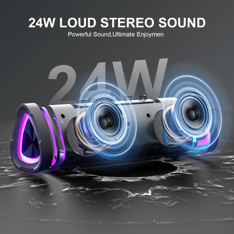 Vanzon V40 Portable Speaker Bluetooth 5.0, 24W Super Loud Bluetooth Speaker Wireless, 24H Playtime,RGB Modes, for Outdoor/Home/Party/Travel - Image 4