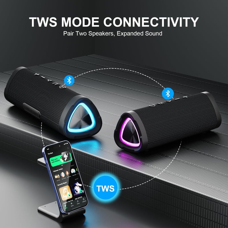 Vanzon V40 Portable Speaker Bluetooth 5.0, 24W Super Loud Bluetooth Speaker Wireless, 24H Playtime,RGB Modes, for Outdoor/Home/Party/Travel - Image 5