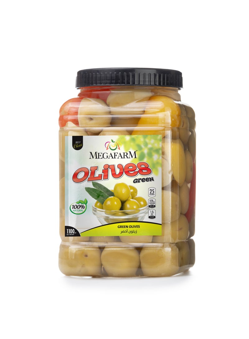 ميجافارم مخلل زيتون أخضر كامل 1100 جرام - Image 1