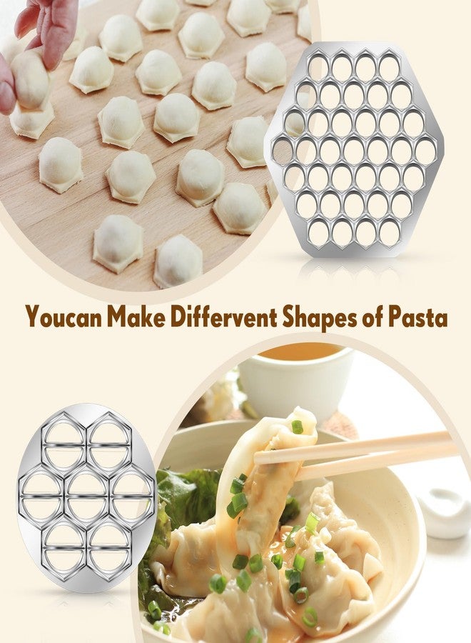 Vesici 3 Pcs Ravioli Maker Dumplings Set 37 Holes Ravioli and 12 Holes Ravioli Maker Press Dumplings with Wood Rolling Pin Metal Ravioli Cutter Kit for Ravioli Pasta Making Tools - Image 3