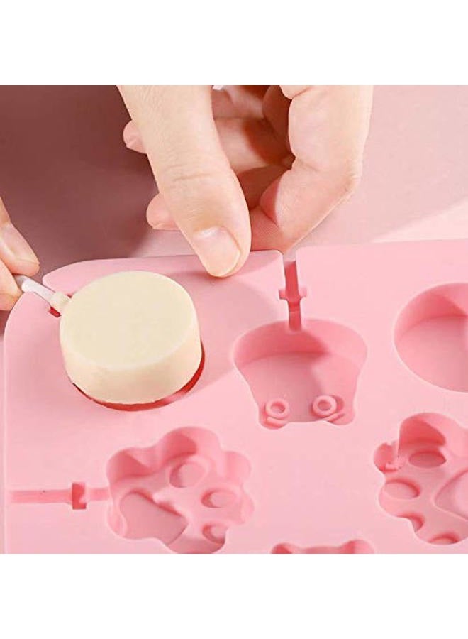 Aeyistry Creative Animals,lollipop and Cat's Paw Shaped Fondant Mold,Chocolate Candy Silicone Cake Mould,Fondant Cake Decorating Tools(Pink) - Image 4
