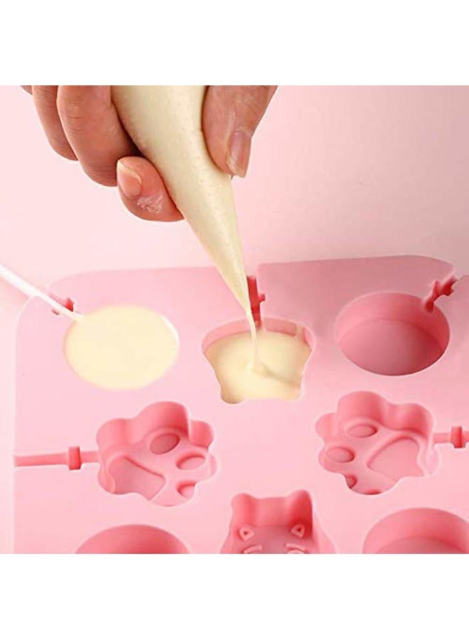 Aeyistry Creative Animals,lollipop and Cat's Paw Shaped Fondant Mold,Chocolate Candy Silicone Cake Mould,Fondant Cake Decorating Tools(Pink) - Image 3