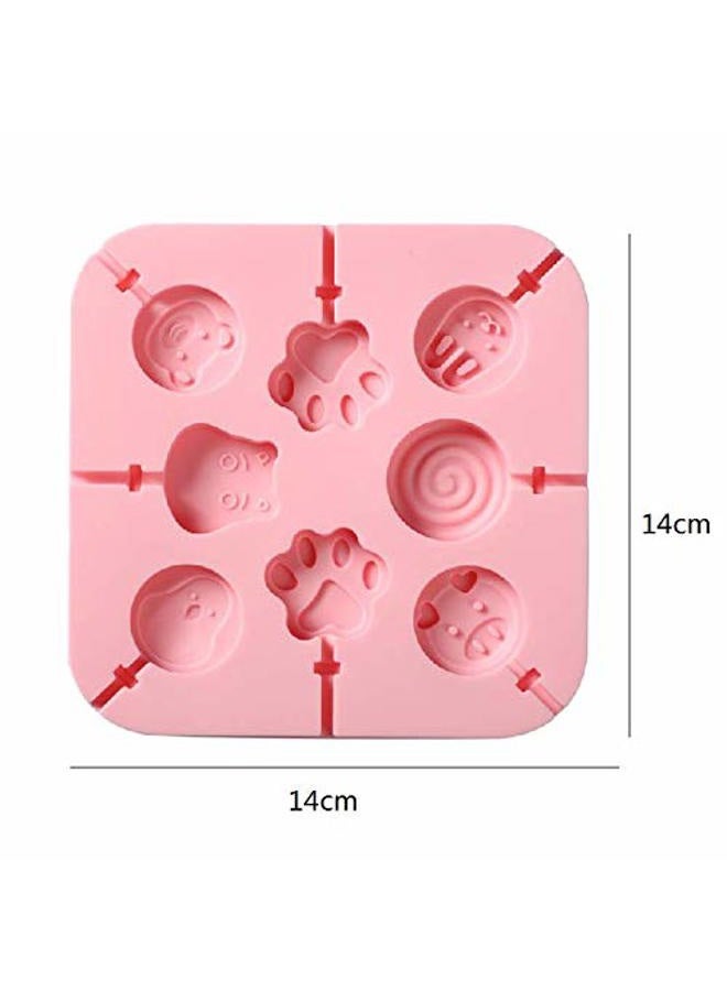 Aeyistry Creative Animals,lollipop and Cat's Paw Shaped Fondant Mold,Chocolate Candy Silicone Cake Mould,Fondant Cake Decorating Tools(Pink) - Image 2