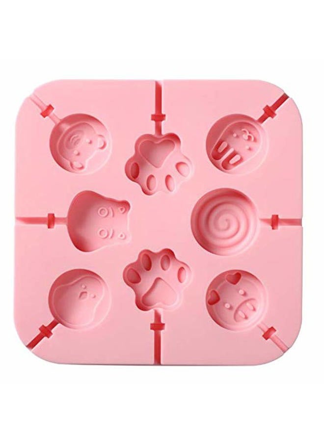 Aeyistry Creative Animals,lollipop and Cat's Paw Shaped Fondant Mold,Chocolate Candy Silicone Cake Mould,Fondant Cake Decorating Tools(Pink) - Image 1