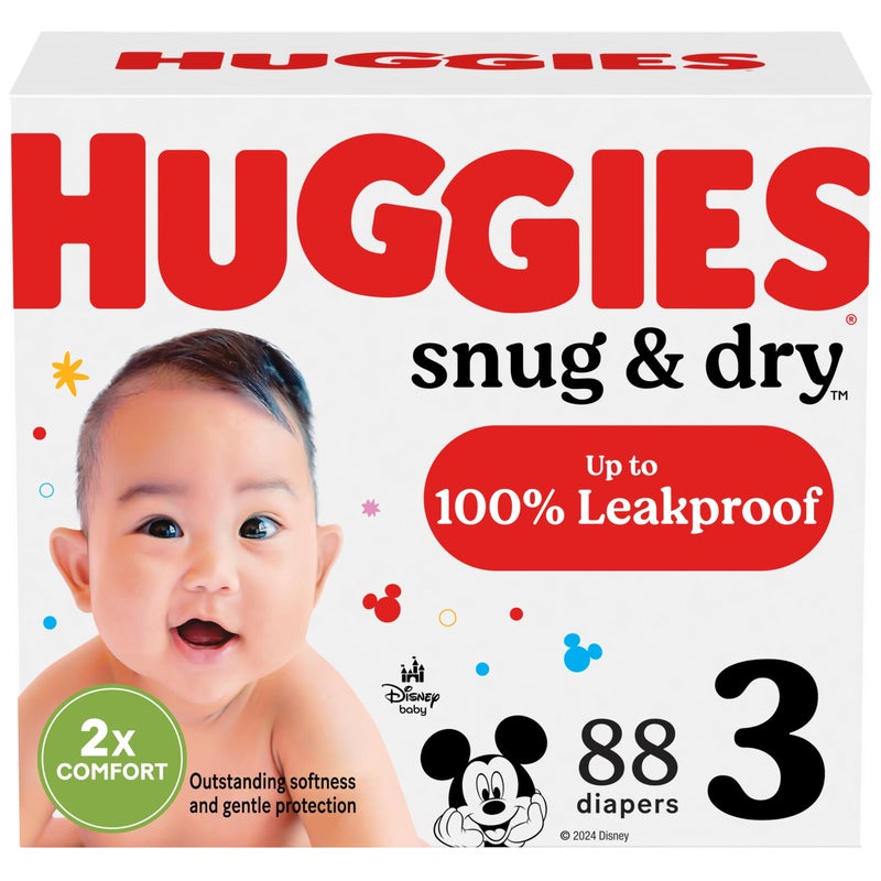 Huggies Size 3 Diapers, Snug & Dry Baby Diapers, Size 3 (16-28 lbs), 88 Count - Image 1