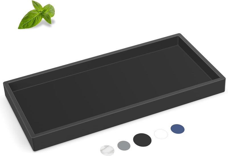 EG-SIPRO Bathroom Counter Tray, High-Grade Thickened Silicone Bathroom Vanity Tray,Shatterproof Durable Rectangle Bathroom Tray Soap Dispenser Tray for Bathroom Countertop - Image 1
