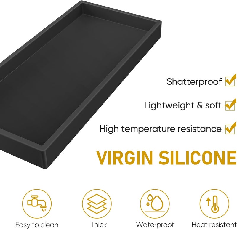 EG-SIPRO Bathroom Counter Tray, High-Grade Thickened Silicone Bathroom Vanity Tray,Shatterproof Durable Rectangle Bathroom Tray Soap Dispenser Tray for Bathroom Countertop - Image 4