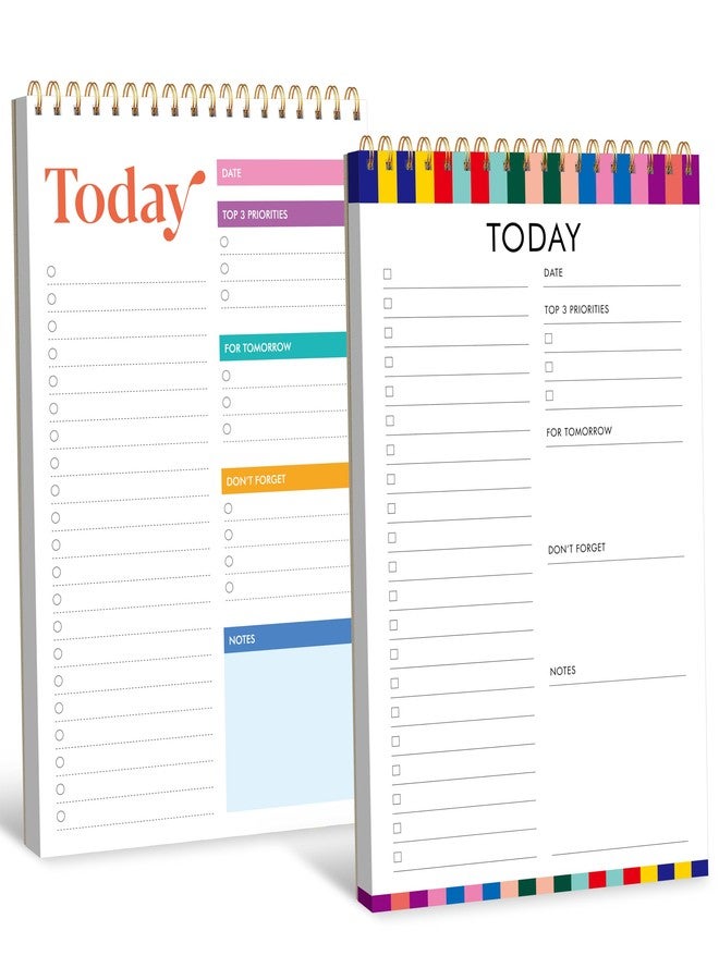 Gethelud 2 To Do List Notepads, Daily Planner Notebook with Tear-off Design, Undated Writing Organizer for Daily Tasks and Goal, Coiled Task Track Checklist Productivity Pad for Office, Classroom, Home, School - Image 1