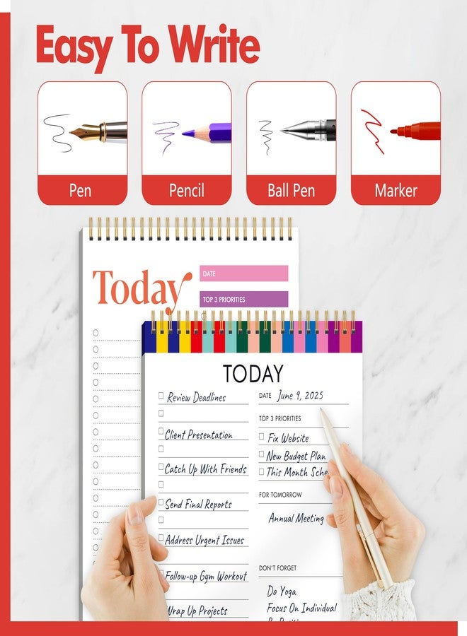Gethelud 2 To Do List Notepads, Daily Planner Notebook with Tear-off Design, Undated Writing Organizer for Daily Tasks and Goal, Coiled Task Track Checklist Productivity Pad for Office, Classroom, Home, School - Image 5