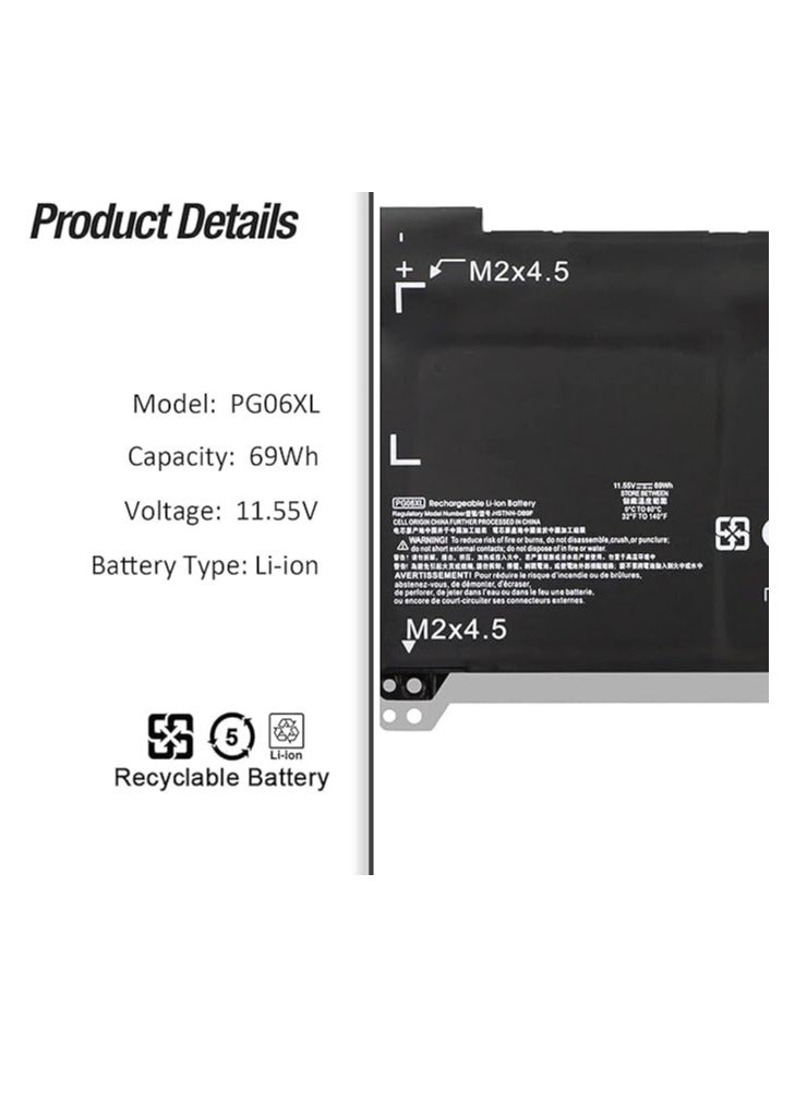 Terabyte PG06XL Battery Compatible for HP Omen 15-dh 15-dh0000 15t-dh000 15t-dh100 15-dh0001ns 15-dh0002ns 15-dh0002nl 15-dh0007ng dh0008ns HSTNN-DB9F L48431-2C1 L48497-005 L48497-006 - Image 2