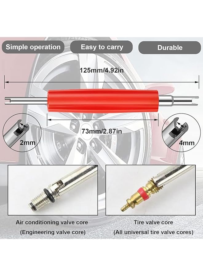 شواي مجموعة أدوات إزالة قلب الصمام - 40 قطعة من نوى شريدر المطلية بالنيكل والنحاس، و20 قطعة من أغطية عوازل حلقات O، و3 أدوات إزالة برأس واحد مزدوج لإصلاح الإطارات - Image 5