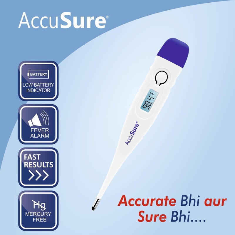 AccuSure MT-1027 Mercury-Free Digital Thermometer Transparent Storage Case White - Image 2
