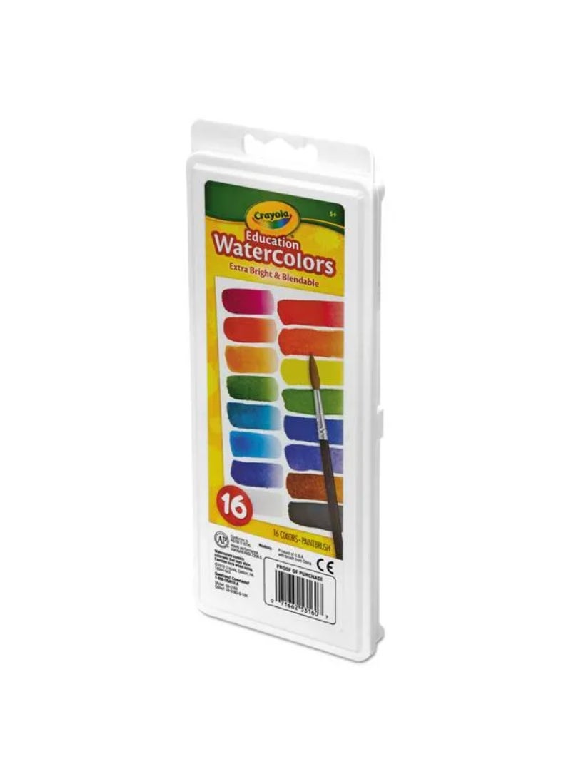 Crayola 16-Piece Extra Bright and Blendable Educational Watercolor Set Multicolor CRA5301601004 - Image 2