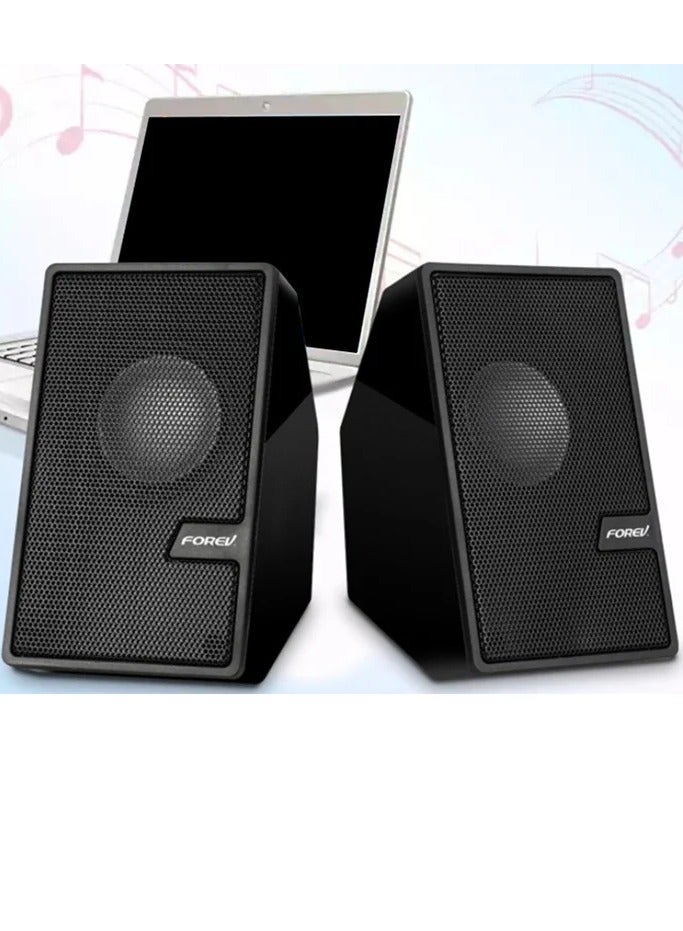 FV-205 Multimedia Speaker 2.0 Channel ,3W*2 Mini Wired Stereo Sound ,For PC / Laptop / Mobile | Black