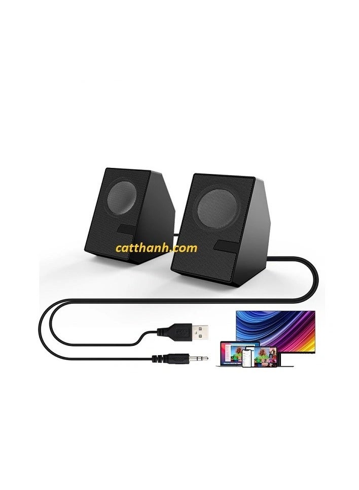 FV-205 Multimedia Speaker 2.0 Channel ,3W*2 Mini Wired Stereo Sound ,For PC / Laptop / Mobile | Black