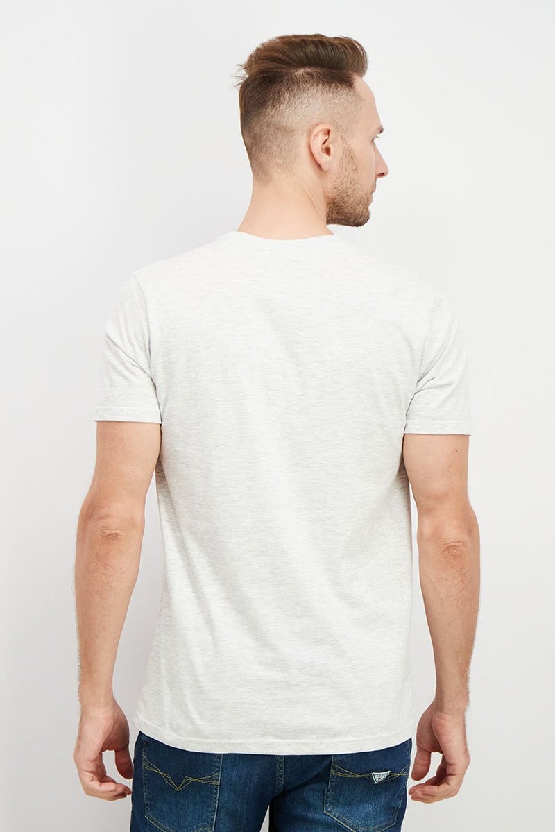 DIFUZED Men Crew Neck Short Sleeve Graphic T-shirt, Light Grey Heather - Image 3