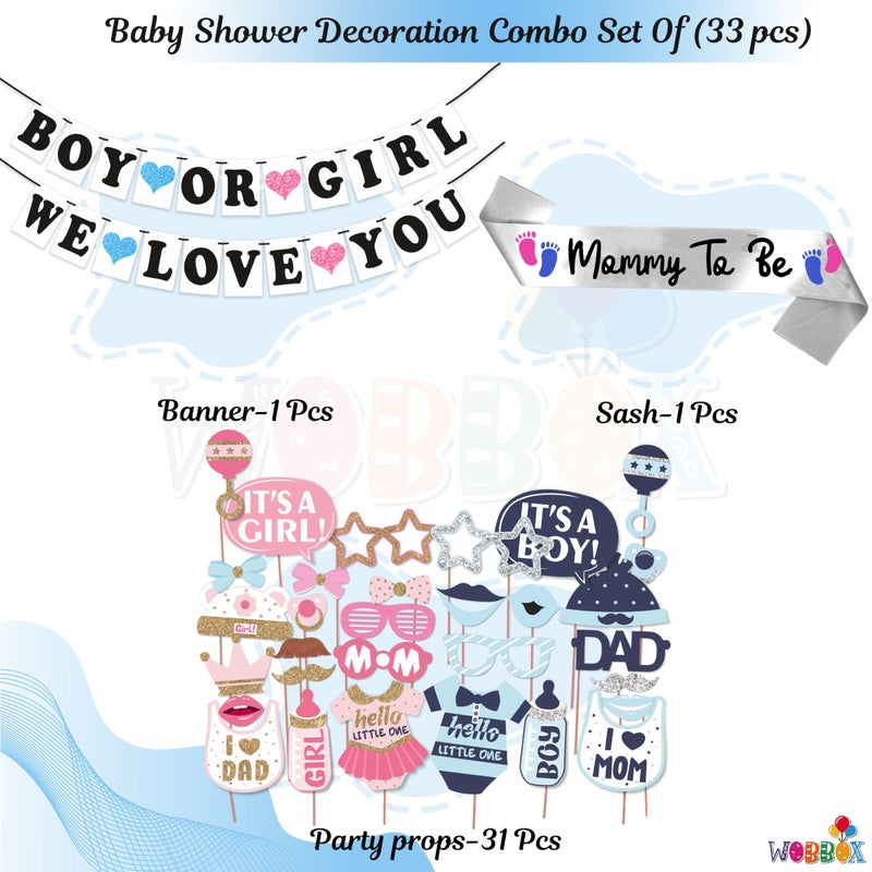Wobbox Baby Shower Decoration Items| Baby Shower Ceremony Photo Booth Props for Photoshoot, Baby Shower Banner& Mom to Be Sash, Godh Bharai Ceremony Decoration Kit-(FP4731) - Image 2