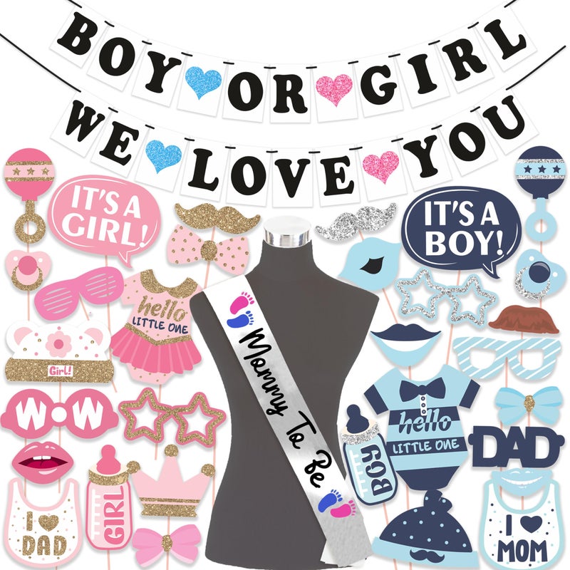 Wobbox Baby Shower Decoration Items| Baby Shower Ceremony Photo Booth Props for Photoshoot, Baby Shower Banner& Mom to Be Sash, Godh Bharai Ceremony Decoration Kit-(FP4731) - Image 1