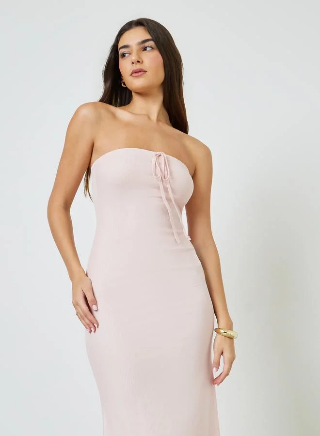 تايك تو Light Pink Bandeau Maxi Dress