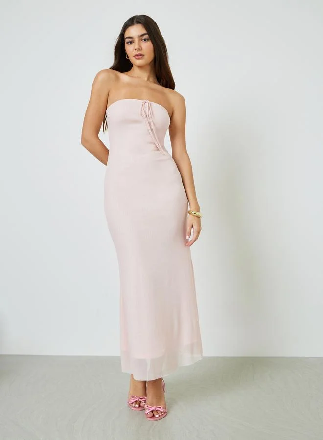 تايك تو Light Pink Bandeau Maxi Dress