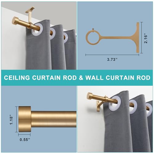 Lwiiom 2-Pack Curtain Rod for Windows 28-48",Adjustable Window Curtain Rods with Premium Aluminum End Cap Finials and Full Surround Brackets,3/4"(0.062Feet) Diameter,Warm Gold Drapery Rods for Curtains - Image 3
