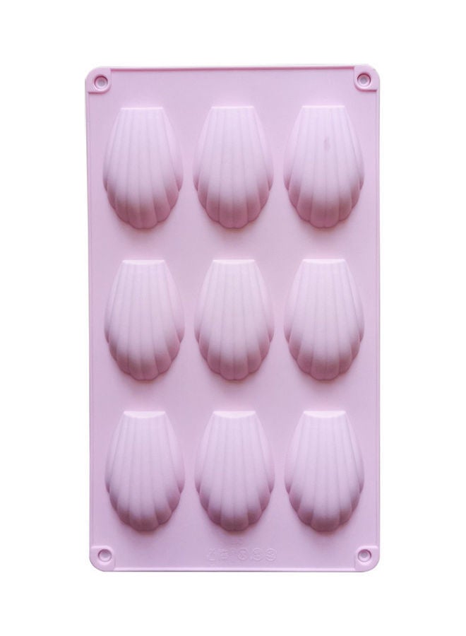 NIBEMINENT 9-Cavity Madeleine Shell Silicone Cake Mould Pink 29 x 17cm - Image 1