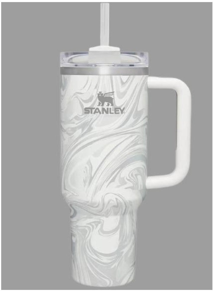 Stanley Quencher H2.0 FlowState 40 oz Vacuum Insulated Tumbler – Rose Quartz Swirl Travel Mug with Reusable Lid and Straw for Water, Coffee, Smoothies, Iced Tea – Durable, Stylish, and Leakproof – Perfect for Daily Hydration and On-the-Go Convenience - Image 1