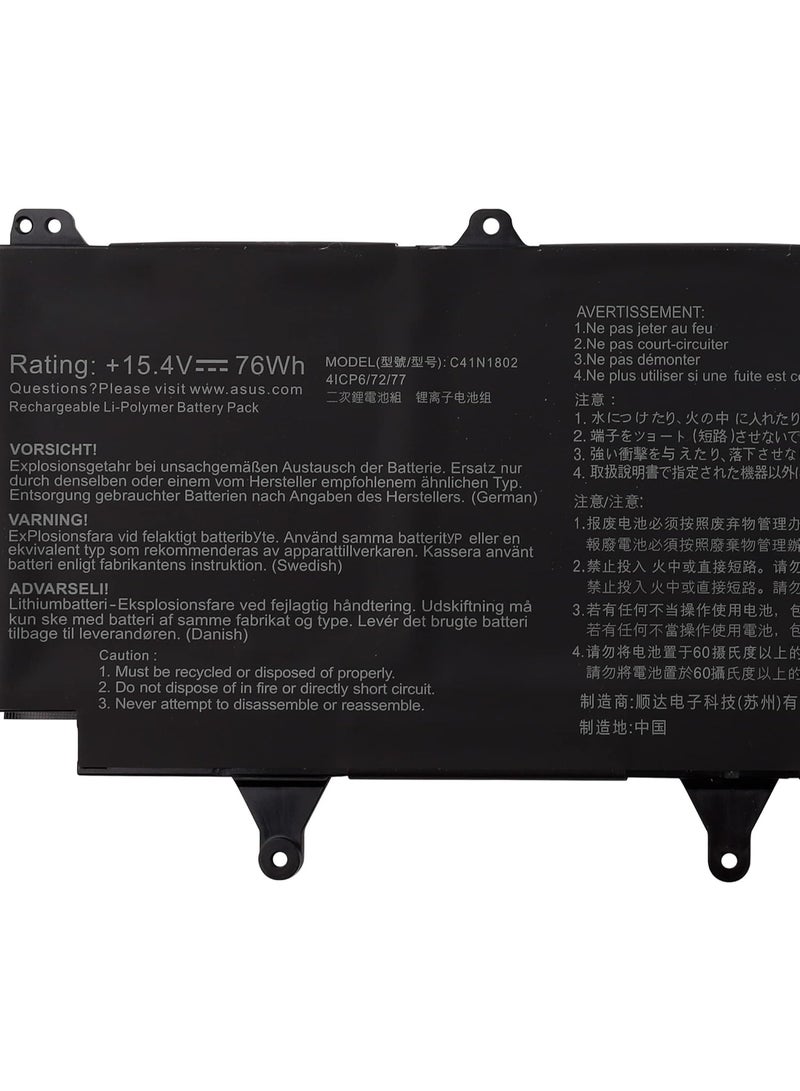 Terabyte 15.4V 76Wh C41N1802 Battery Compatible for Asus Rog Zephyrus S17 GX701LV GX701LXS GX701GV GX701GVR GX701GX GX701GXR GX701GW GX701GWR GX735GV GX735GVR - Image 3