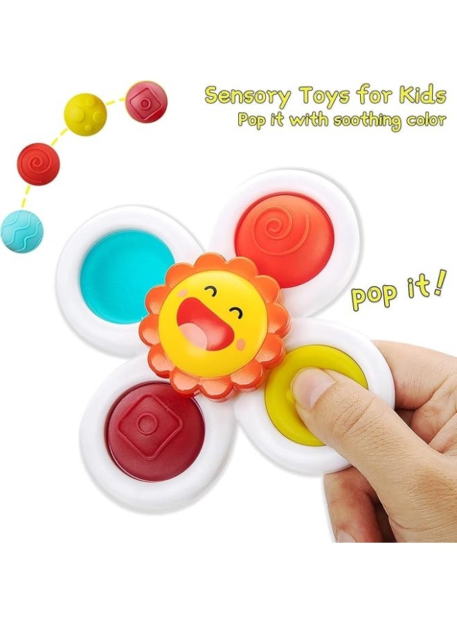 يوريفو 3 قطع من ألعاب الدوران المزودة بأكواب شفط للأطفال الصغار من عمر 12 شهرًا فما فوق، ألعاب حسية قابلة للضغط للأطفال أثناء الاستحمام، لتخفيف التوتر بفضل قوة الشفط، مناسبة لكرسي الطعام، ونافذة السيارة، والسفر، وتنمية المهارات الحركية الدقيقة. - Image 3