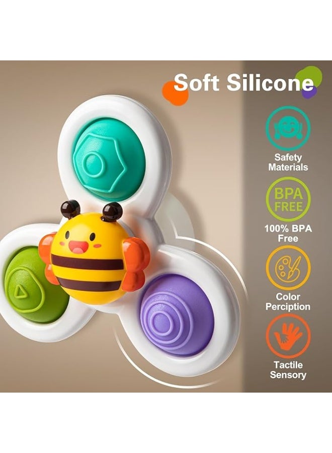 يوريفو 3 قطع من ألعاب الدوران المزودة بأكواب شفط للأطفال الصغار من عمر 12 شهرًا فما فوق، ألعاب حسية قابلة للضغط للأطفال أثناء الاستحمام، لتخفيف التوتر بفضل قوة الشفط، مناسبة لكرسي الطعام، ونافذة السيارة، والسفر، وتنمية المهارات الحركية الدقيقة. - Image 4